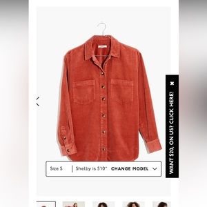 Madewell corduroy Sunday shirt